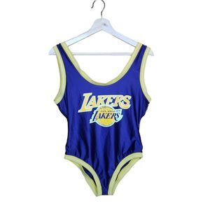 NBA LA Los Angeles Lakers Bodysuit one piece purple & yellow women's large 💜💛